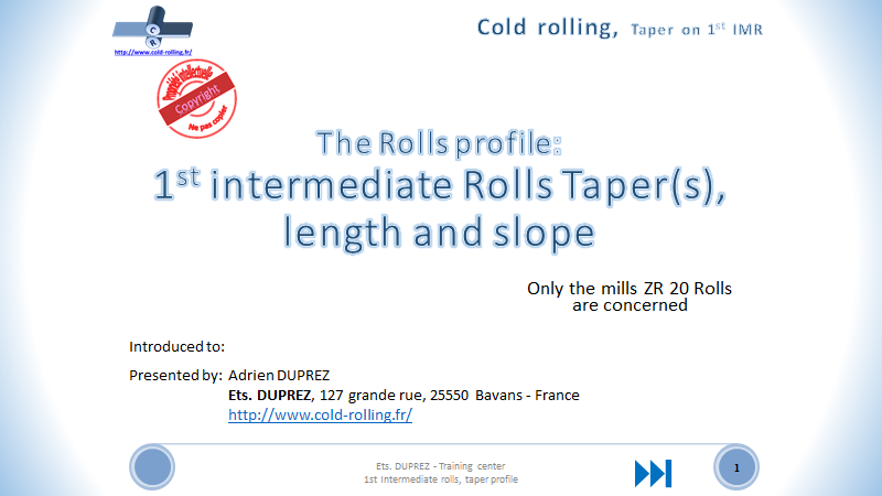 How to use taper on 1st IMR on 20Hi mill